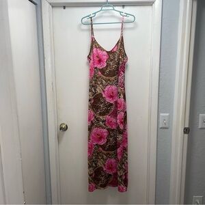 Absolutely Love It Plus Size 3X (22) Pink and Brown Floral Leopard Maxi Dress